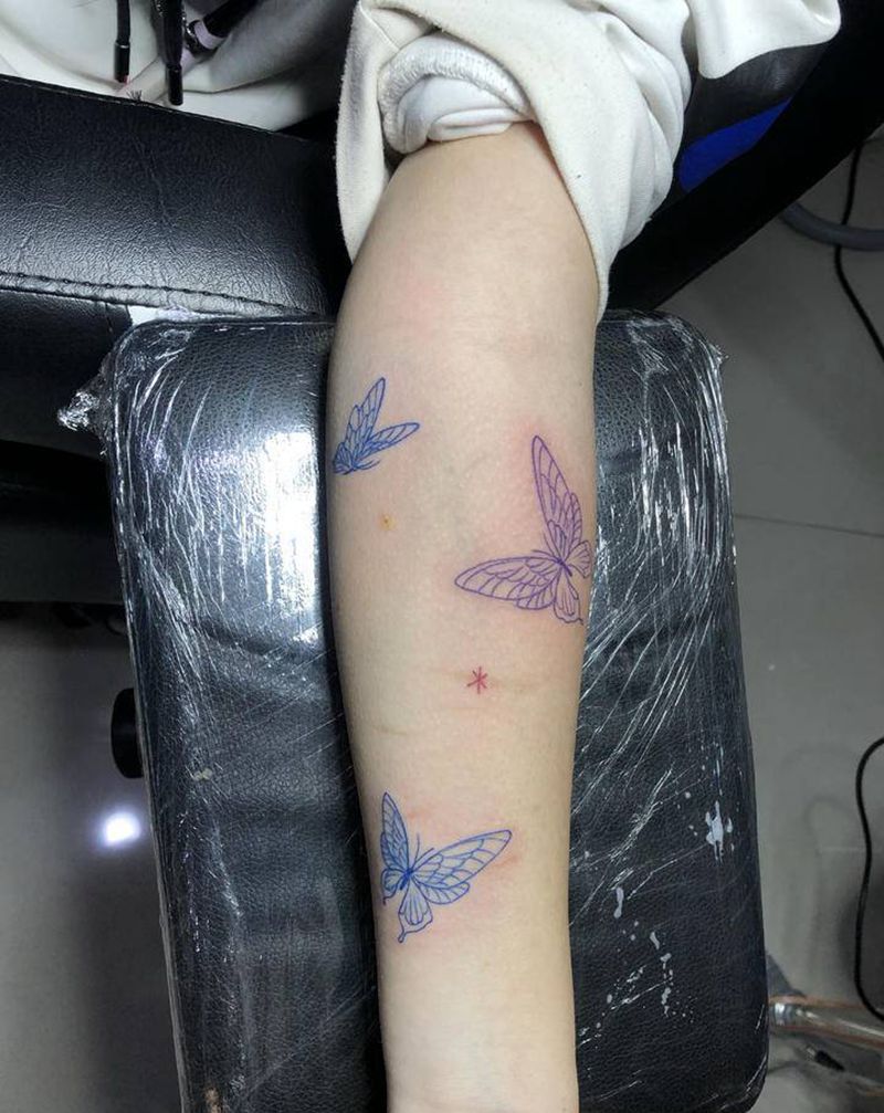 花蝴蝶纹身图片_手臂纹身图案