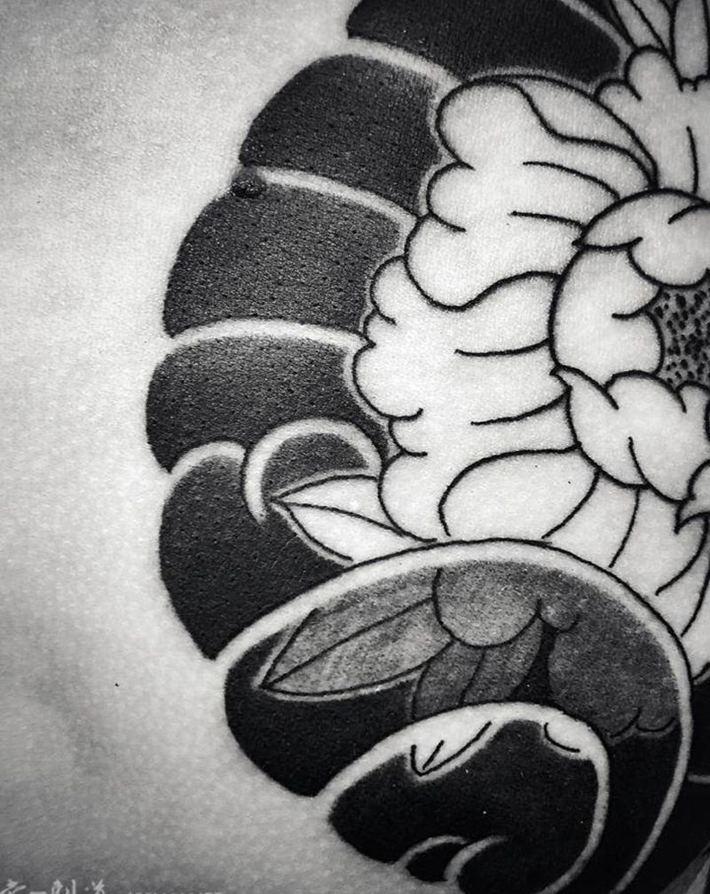 修花臂接半胛~纹身图片_老传统纹身图案