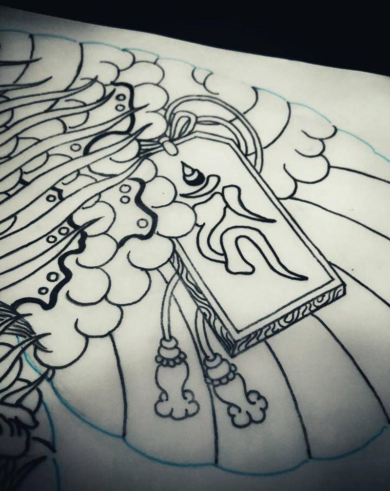 半胛定稿 不动尊者～纹身图片_老传统纹身图案