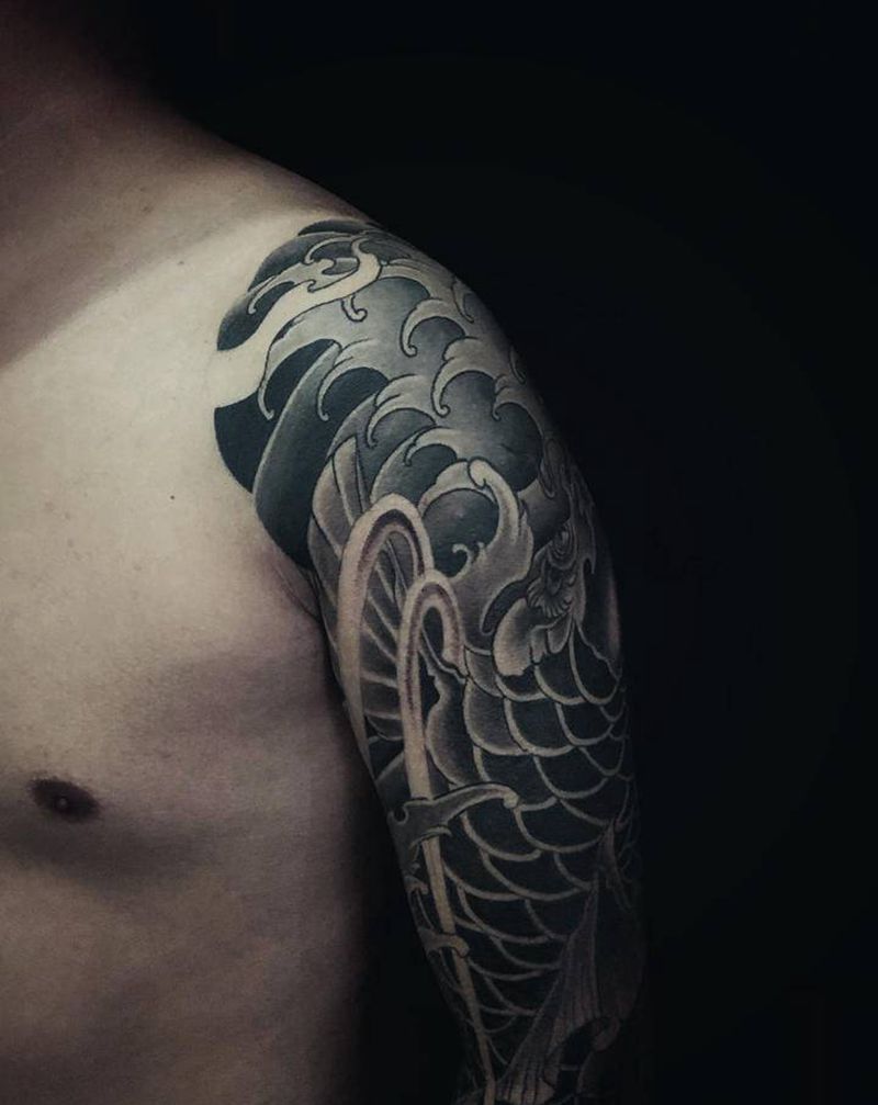 今日花臂修改～纹身图片_老传统纹身图案