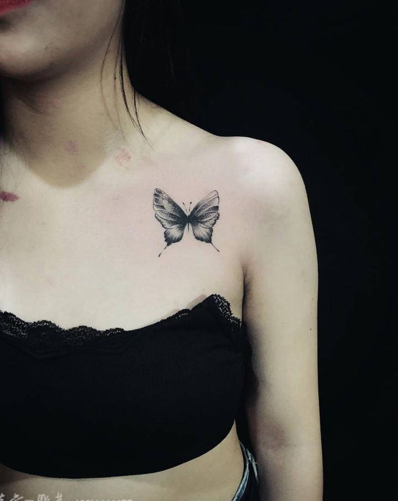 彫茜今日作品~纹身图片_胸部纹身图案