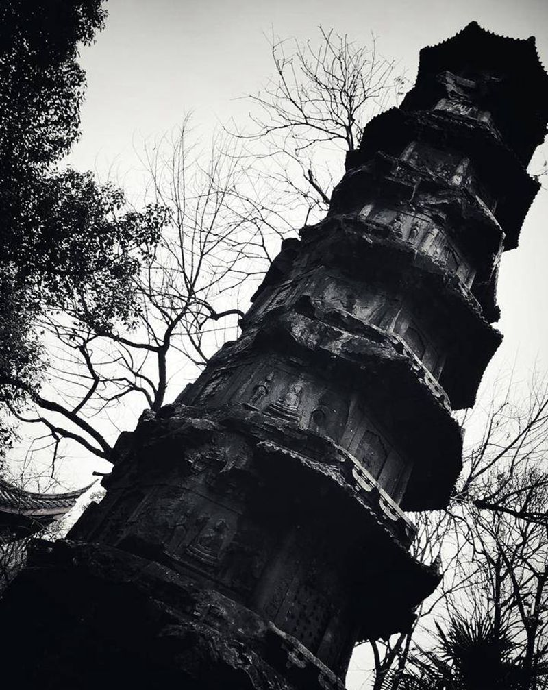 古佛塔纹身图片_老传统纹身图案