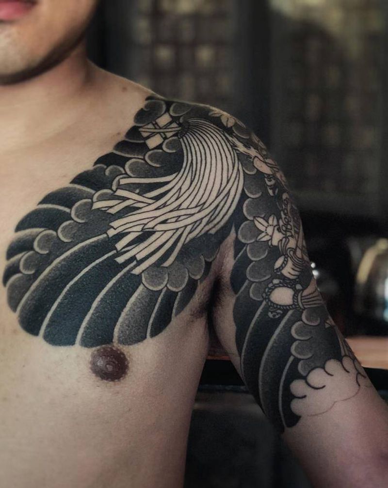 武士半胛进度～纹身图片_老传统纹身图案