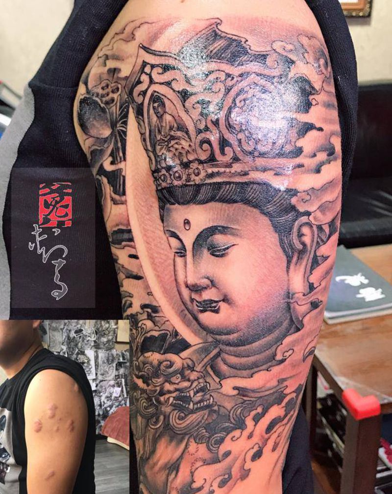 疤痕遮盖纹身图片_手臂老传统纹身图案