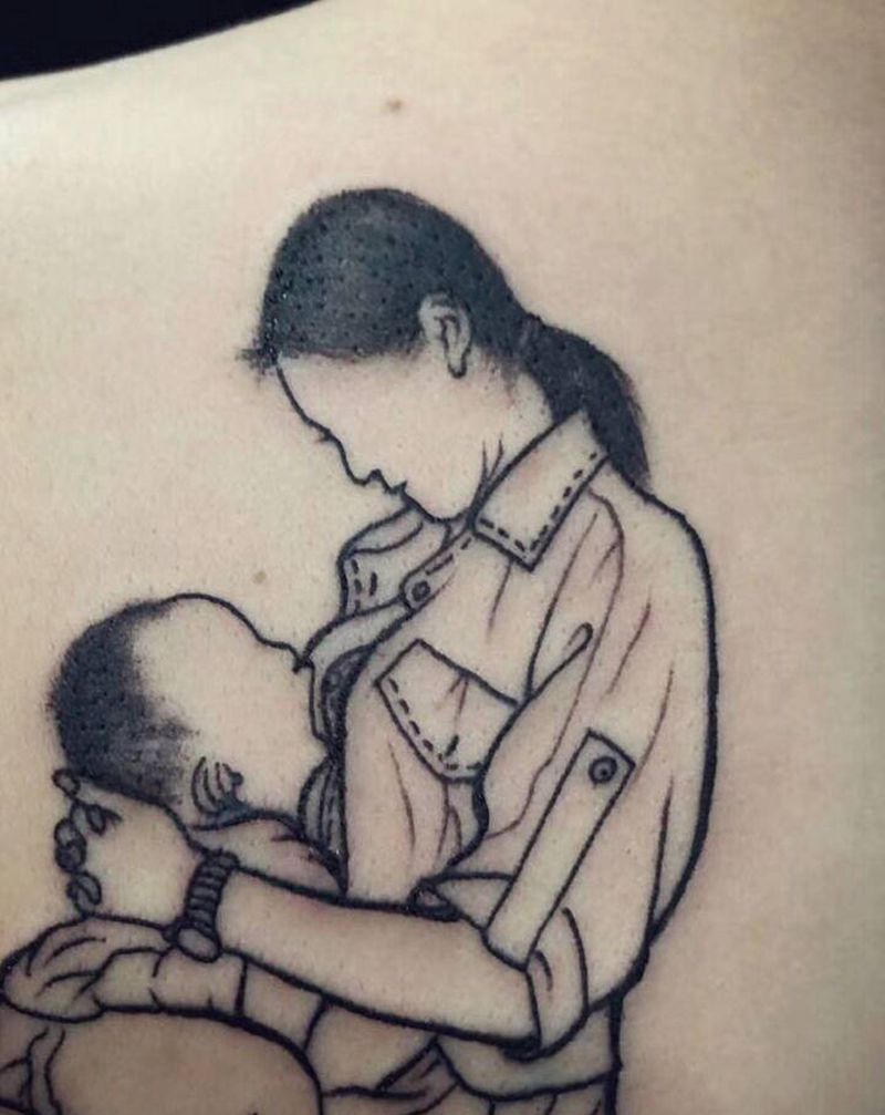 亲子 哺育～纹身图片_老传统纹身图案