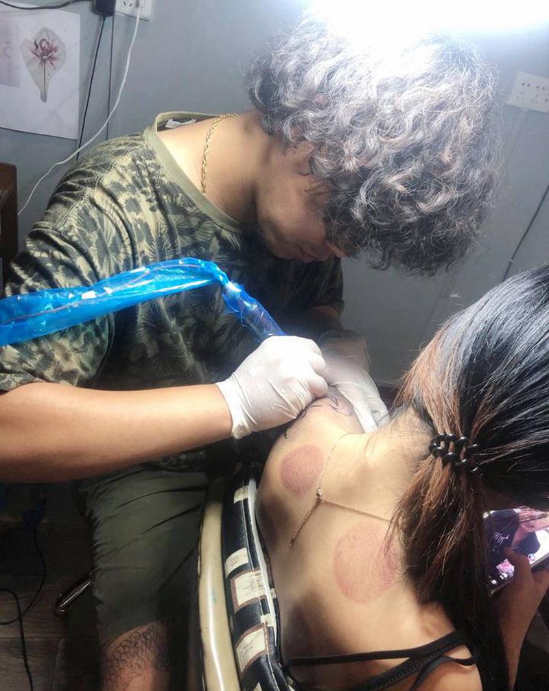 花臂拼接肩部纹身图片_肩部Old School纹身图案