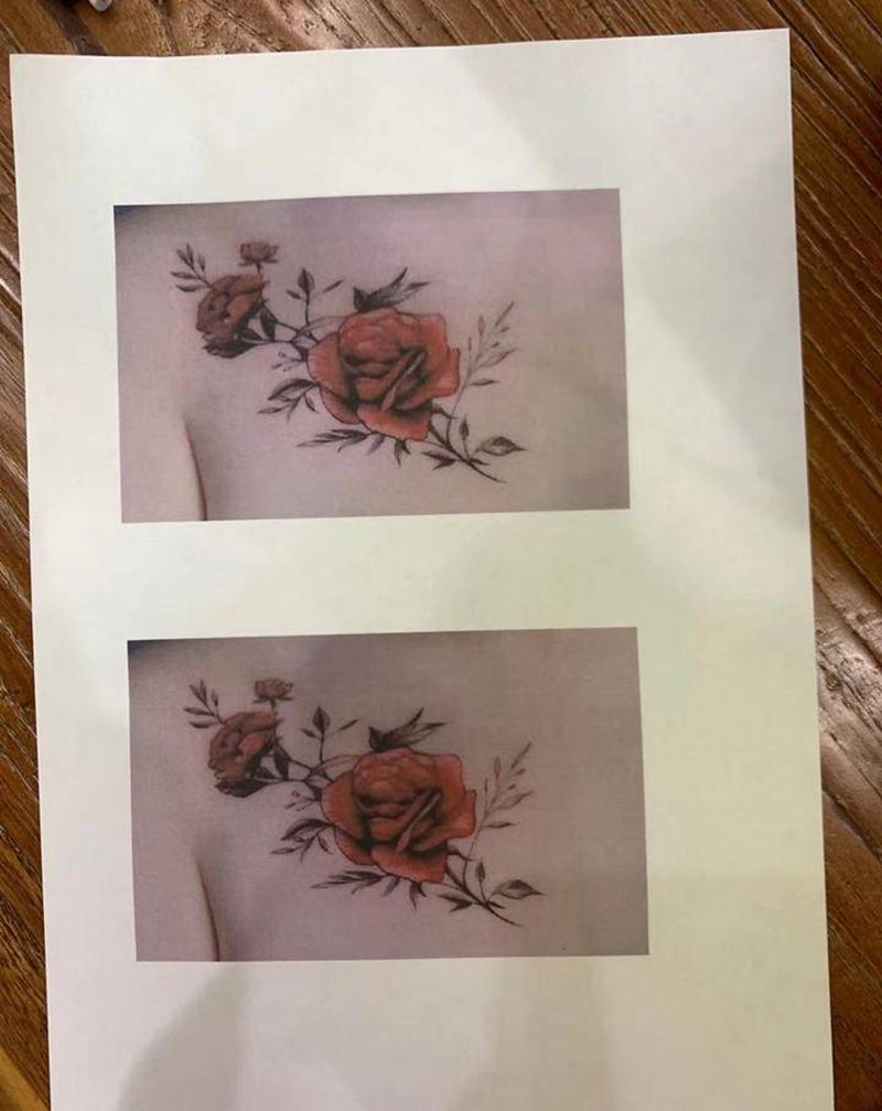 锁骨遮盖纹身图片_肩部新传统纹身图案