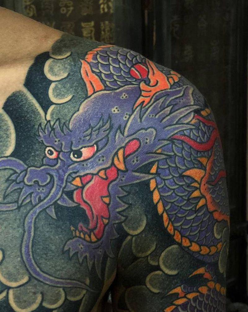今日神龙收尾 天公也配合 一会纹身图片_老传统纹身图案