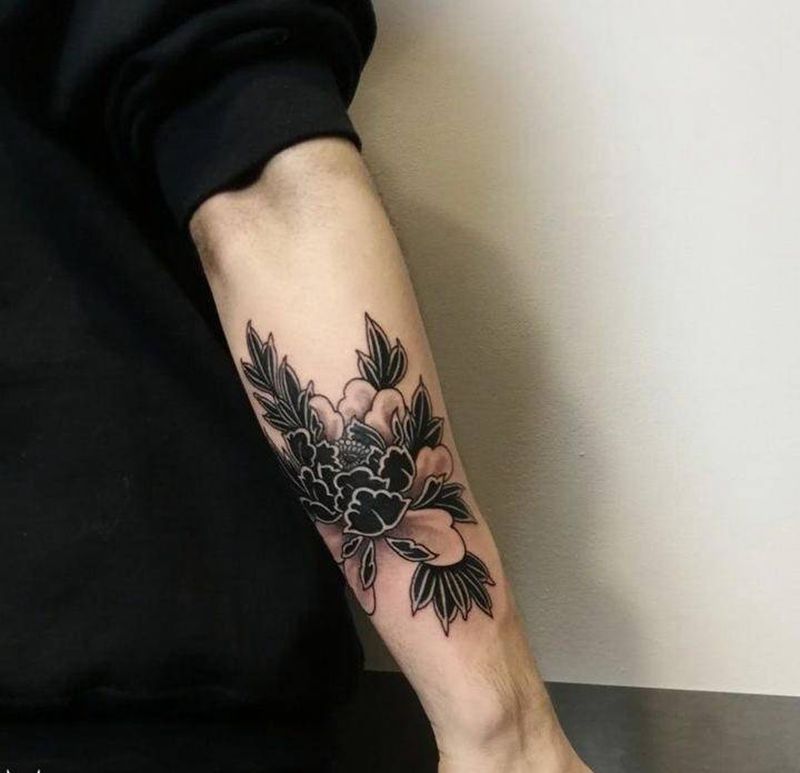 牡丹花纹身图片_手臂纹身图案