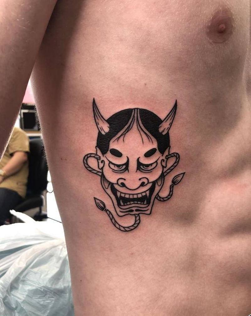 般若纹身图片_腹部老传统纹身图案