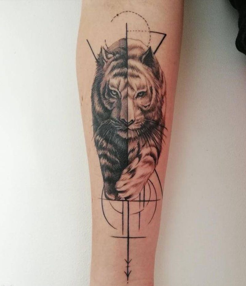 几何，虎子h纹身图片_手臂几何纹身图案