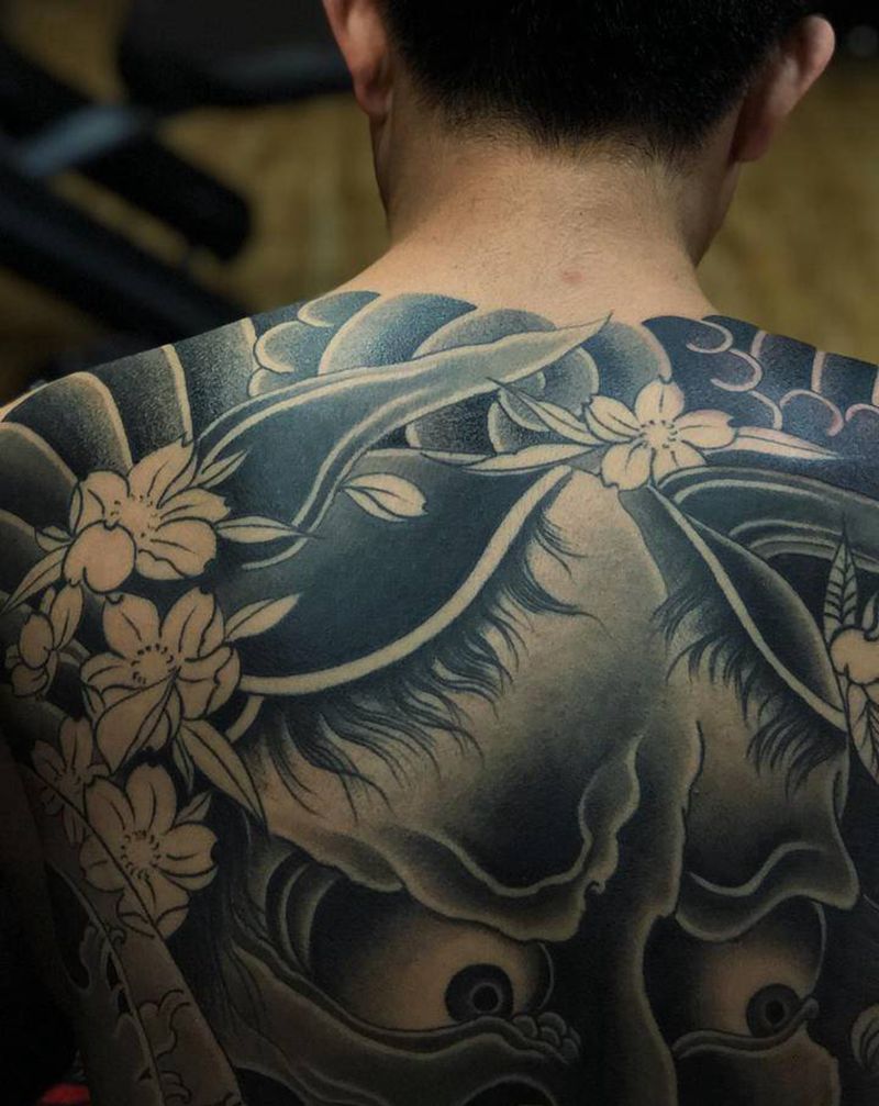 修改进度  怨灵般若 常听到来纹身图片_老传统纹身图案