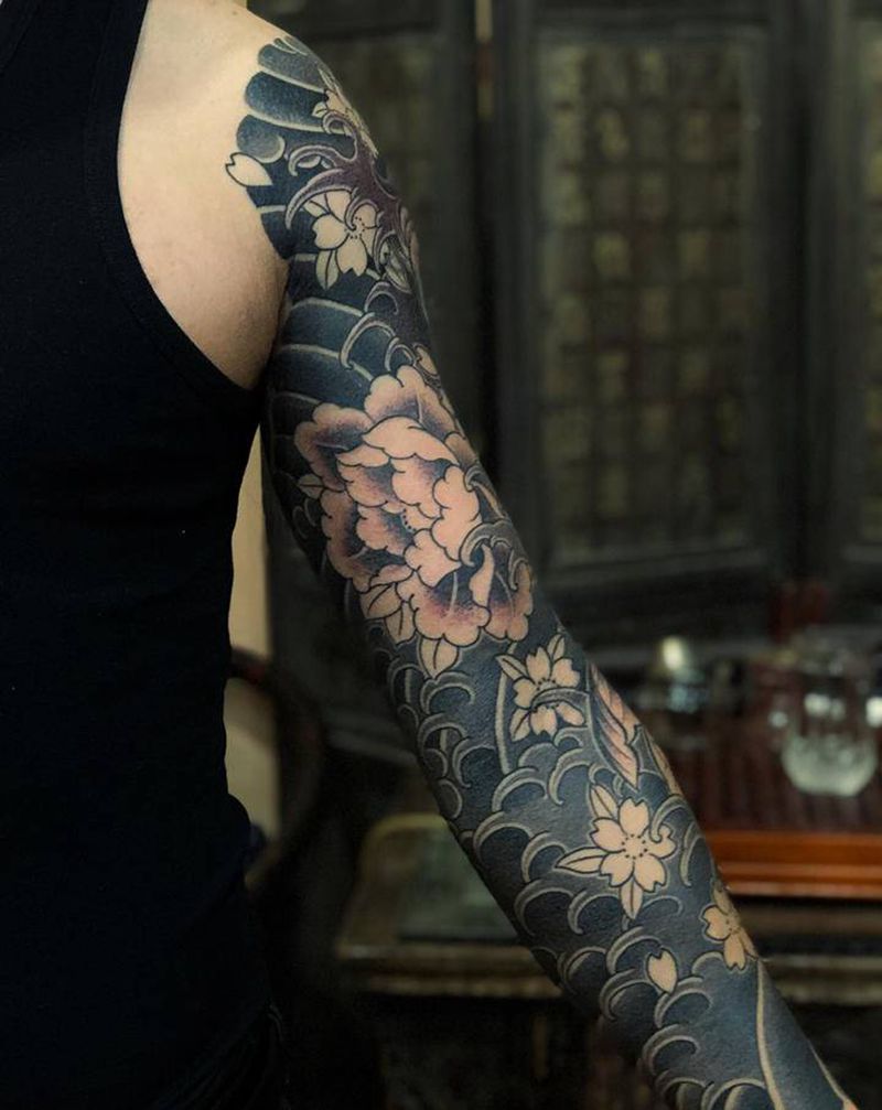 锦鲤繪～纹身图片_老传统纹身图案