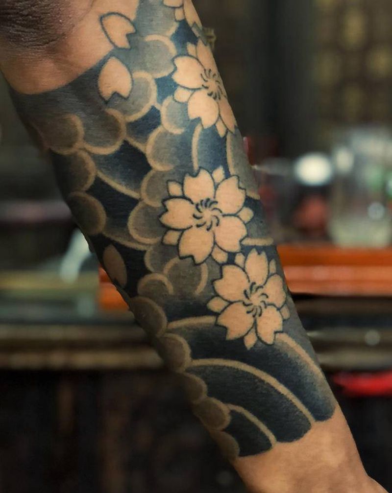 传统花臂进度～纹身图片_老传统纹身图案