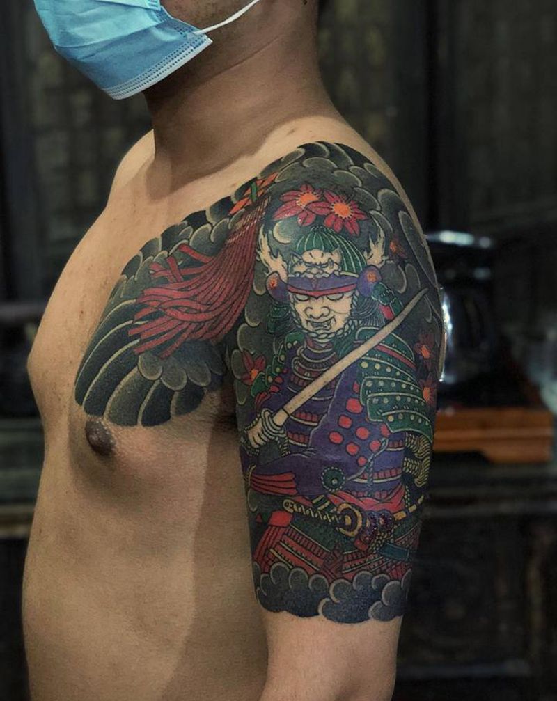 武士半胛～纹身图片_老传统纹身图案