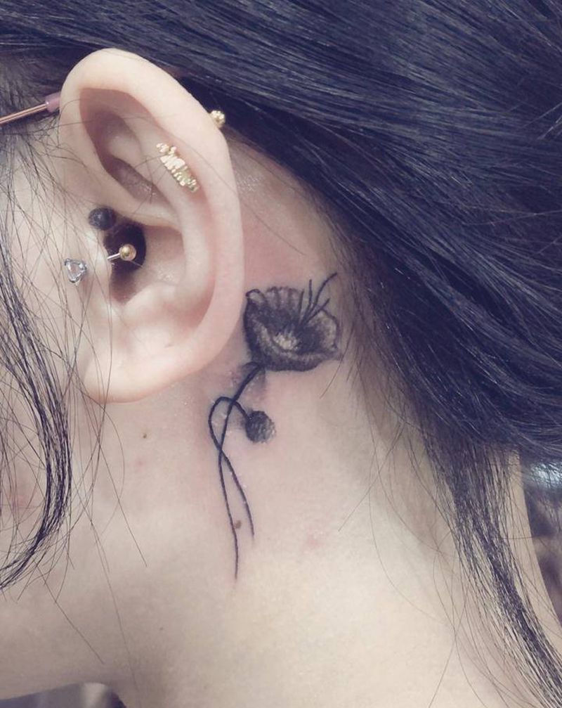 内心藏着一株罂粟花～纹身图片_老传统纹身图案