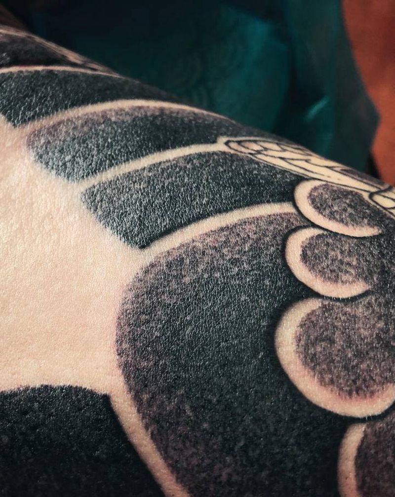 花臂进度～纹身图片_老传统纹身图案