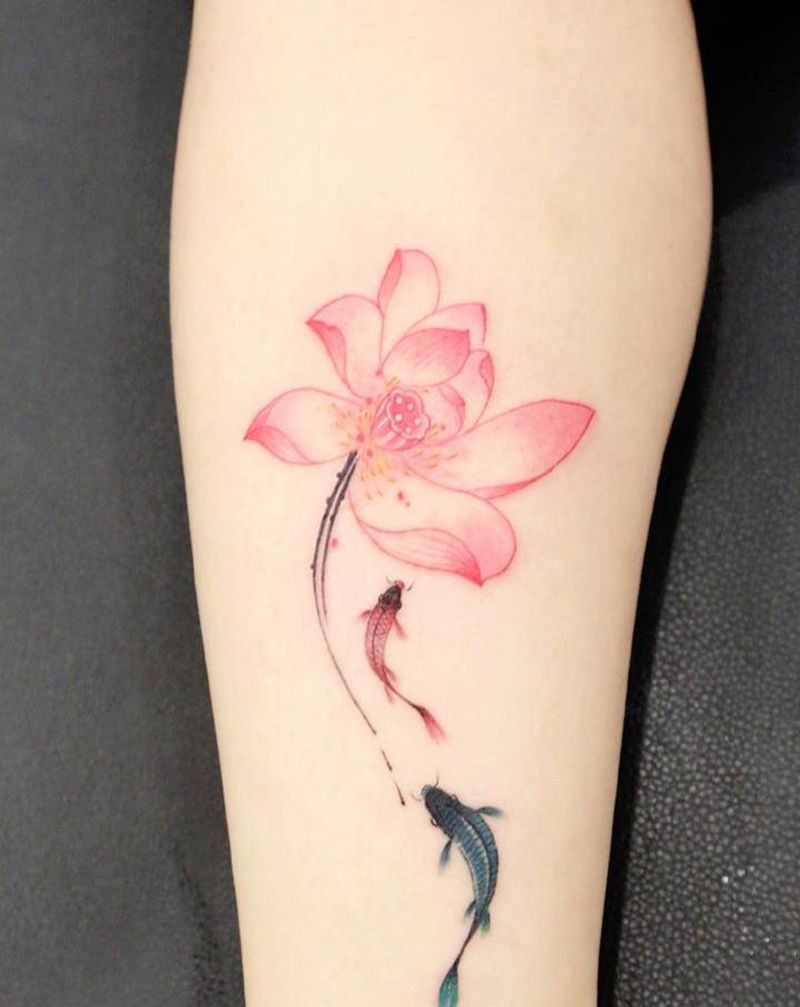 水墨花纹身图片_手臂水墨纹身图案