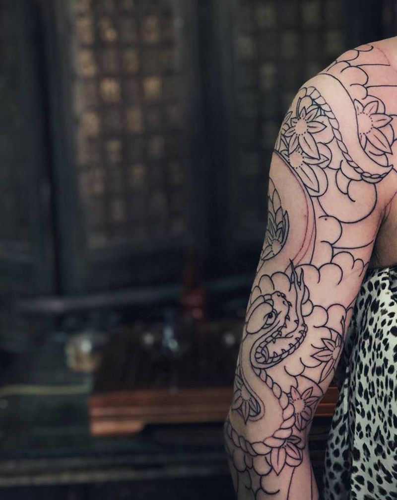 传统蛇·初构纹身图片_老传统纹身图案