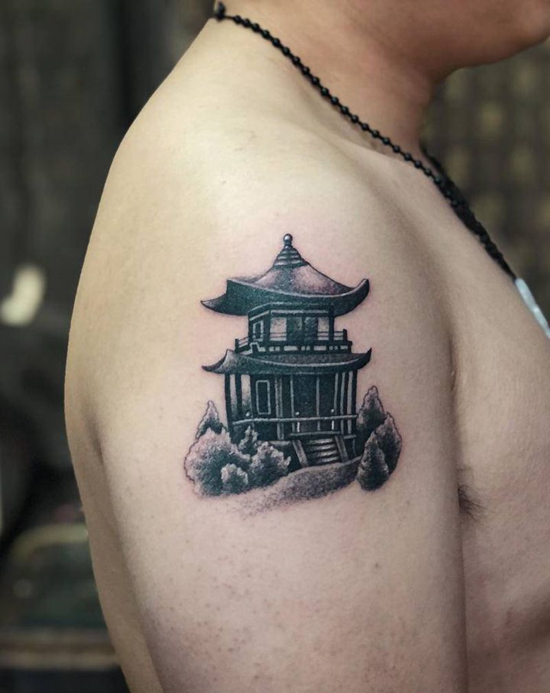 还是这种建筑有趣~纹身图片_老传统纹身图案