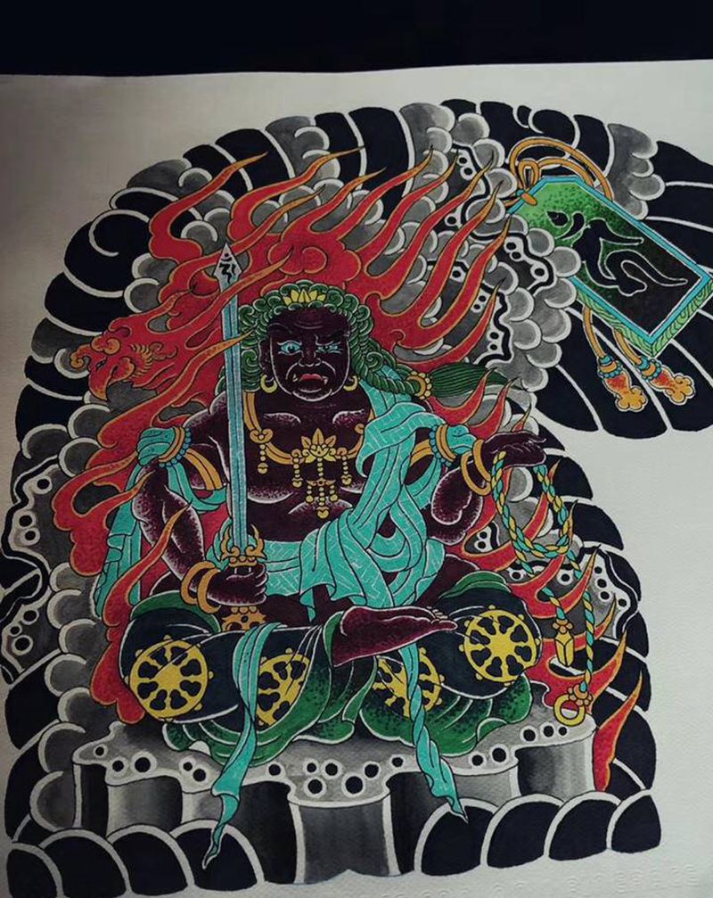 半胛·不动明王纹身图片_老传统纹身图案