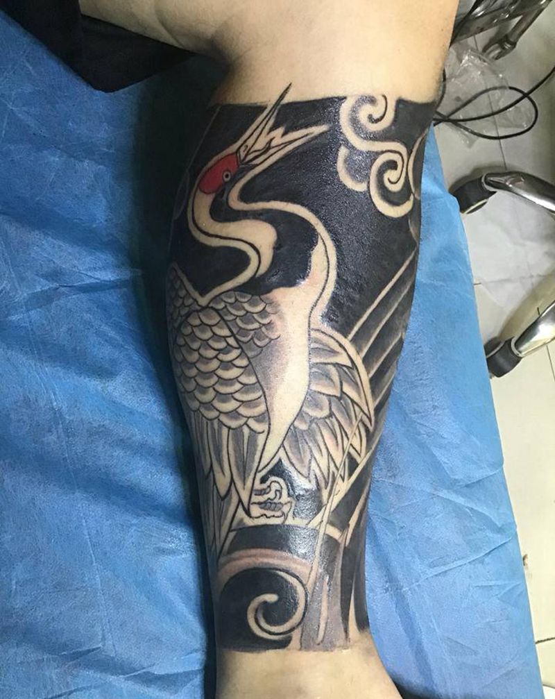 鹤原创纹身图片_老传统纹身图案