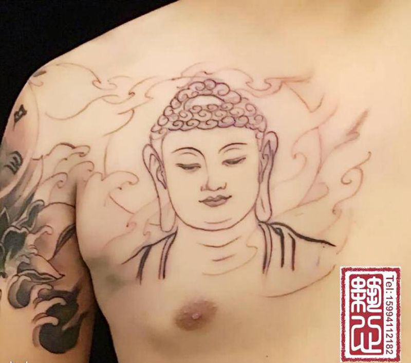 我佛慈悲，胳膊遮盖纹身图片_手臂新传统纹身图案