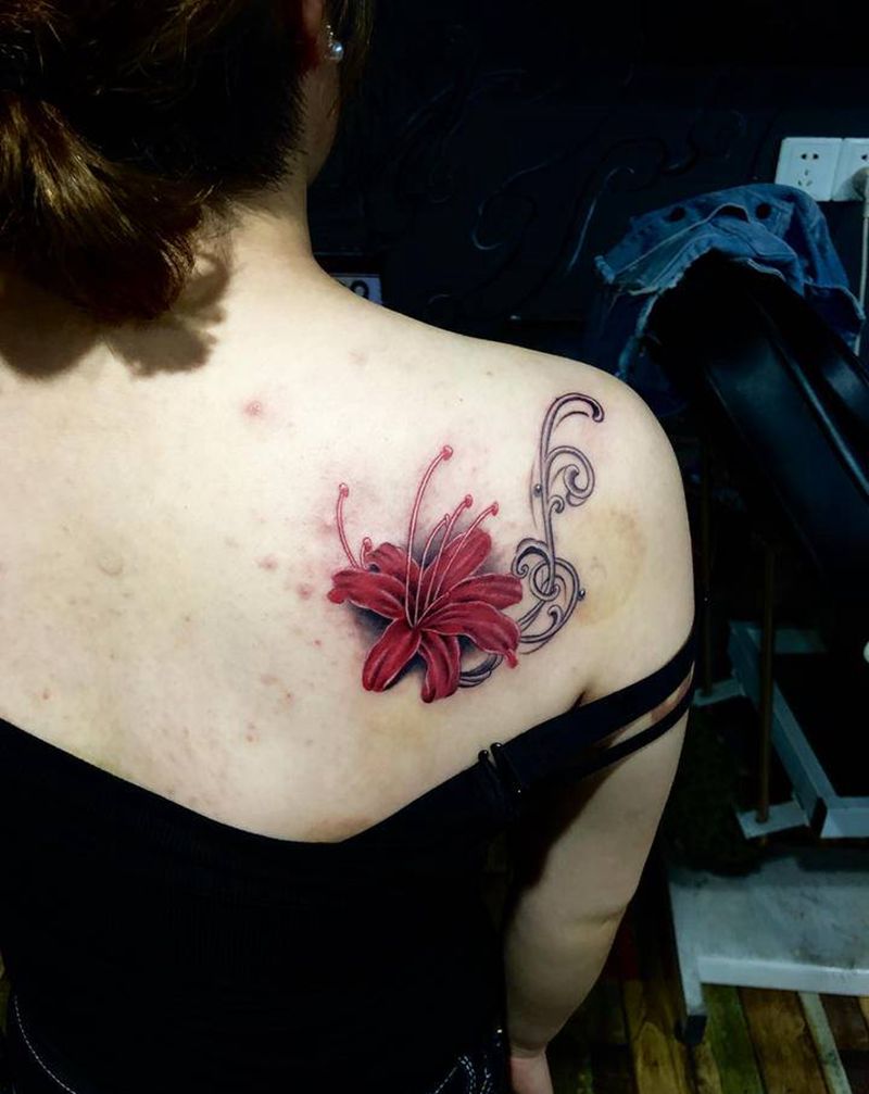 彼岸花纹身图片_肩部纹身图案