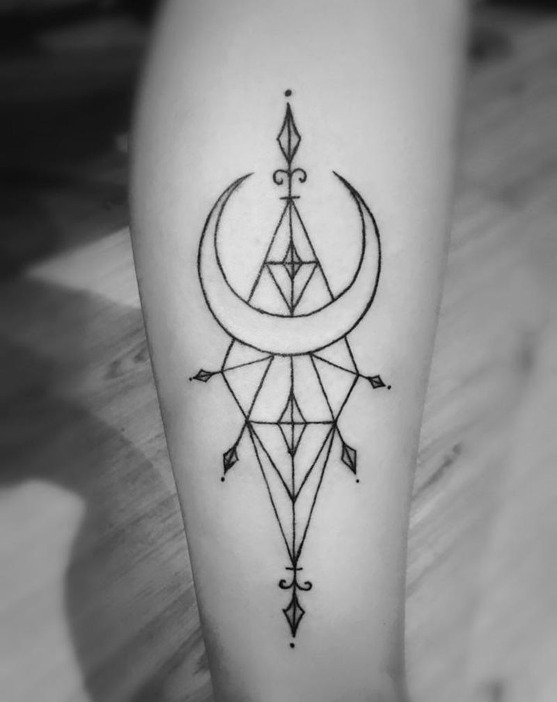 几何小清新纹身图片_腿部几何纹身图案