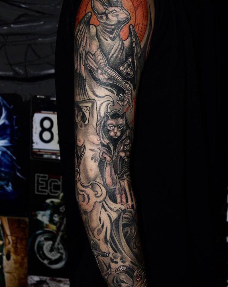 包臂纹身图片_手臂欧美写实纹身图案