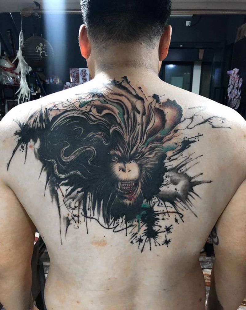 遮盖纹身图片_背部纹身图案