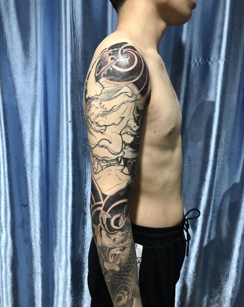 接包臂纹身图片_手臂新传统纹身图案