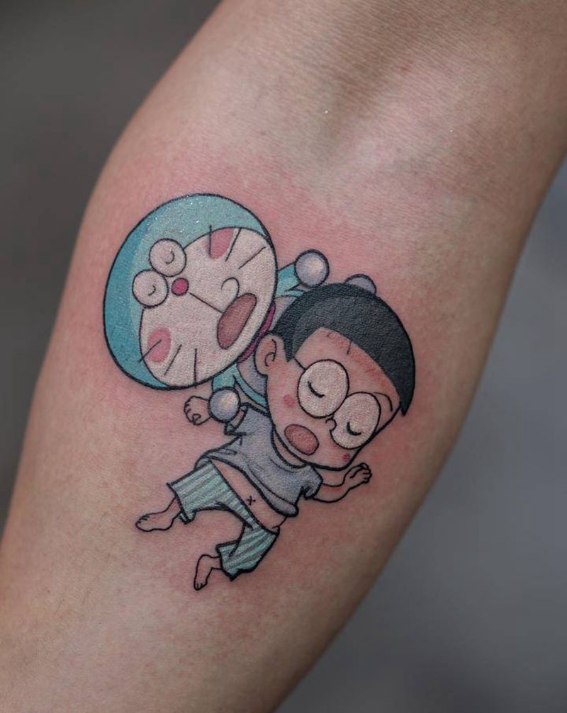 童年的梦.哆啦A梦纹身图片_手臂手部New School纹身图案