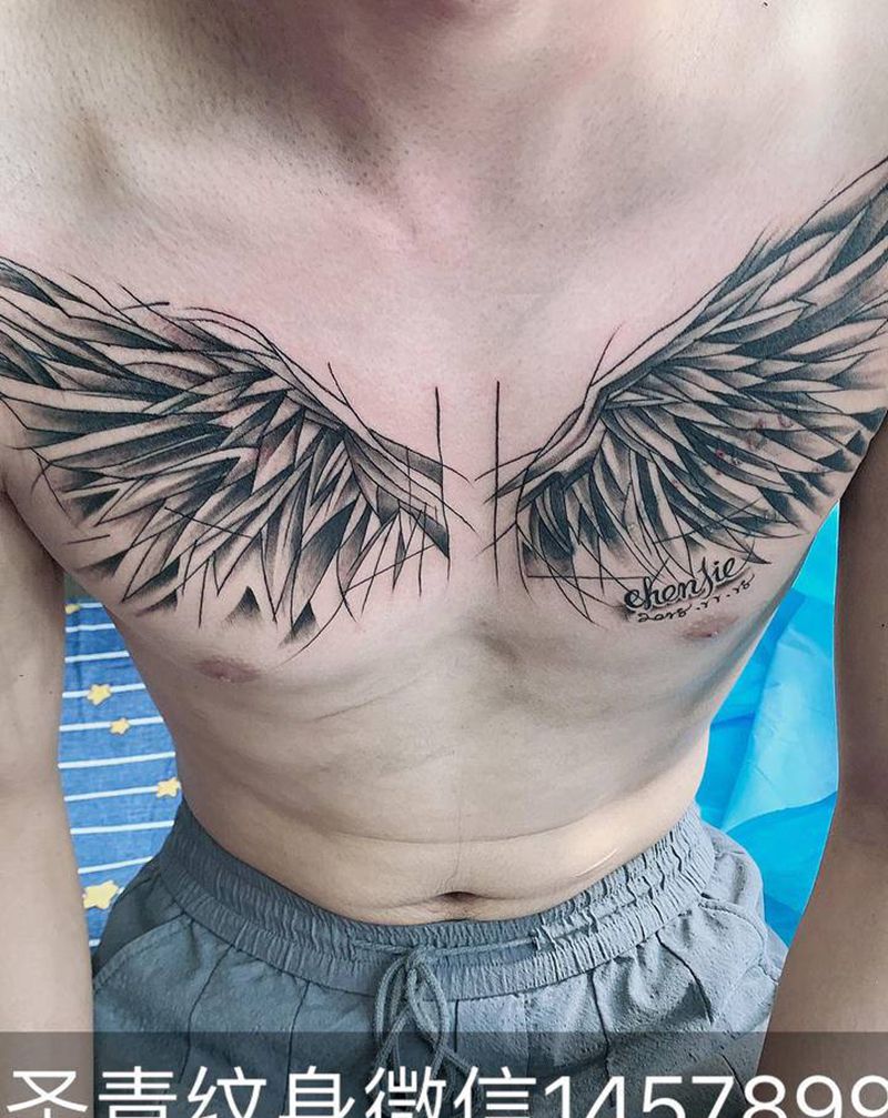 翅膀纹身图片_新传统纹身图案