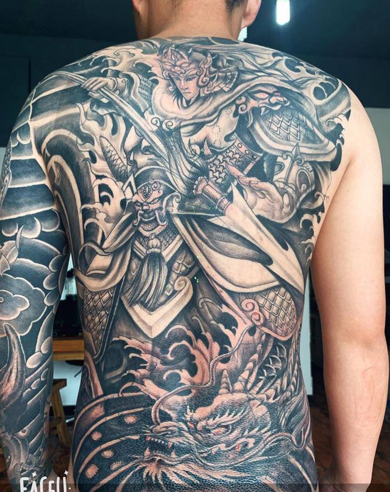 后背纹身图片_老传统纹身图案