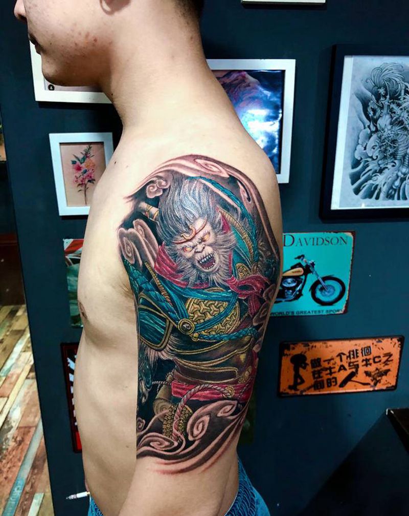 悟空纹身图片_手臂新传统纹身图案