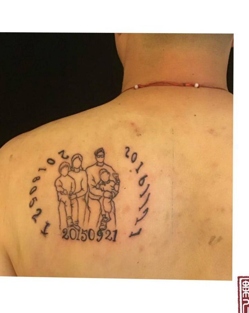 照片简笔纹身图片_背部新传统纹身图案