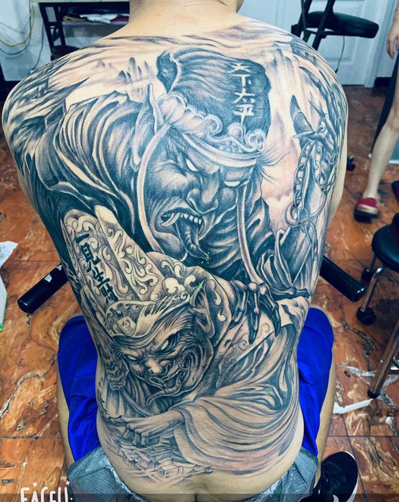 黑白无常纹身图片_新传统纹身图案