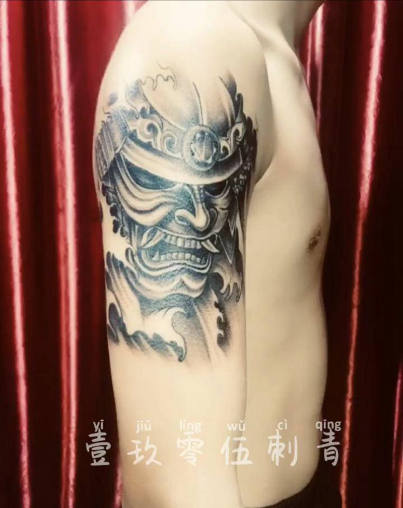 鬼武士纹身图片_手臂新传统纹身图案