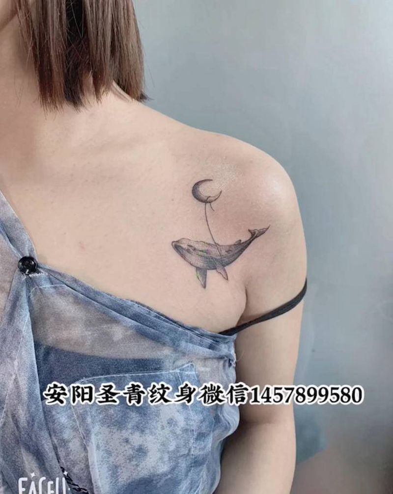 海豚纹身图片_新传统纹身图案