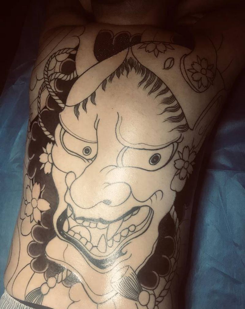 大般若纹身图片_背部老传统纹身图案