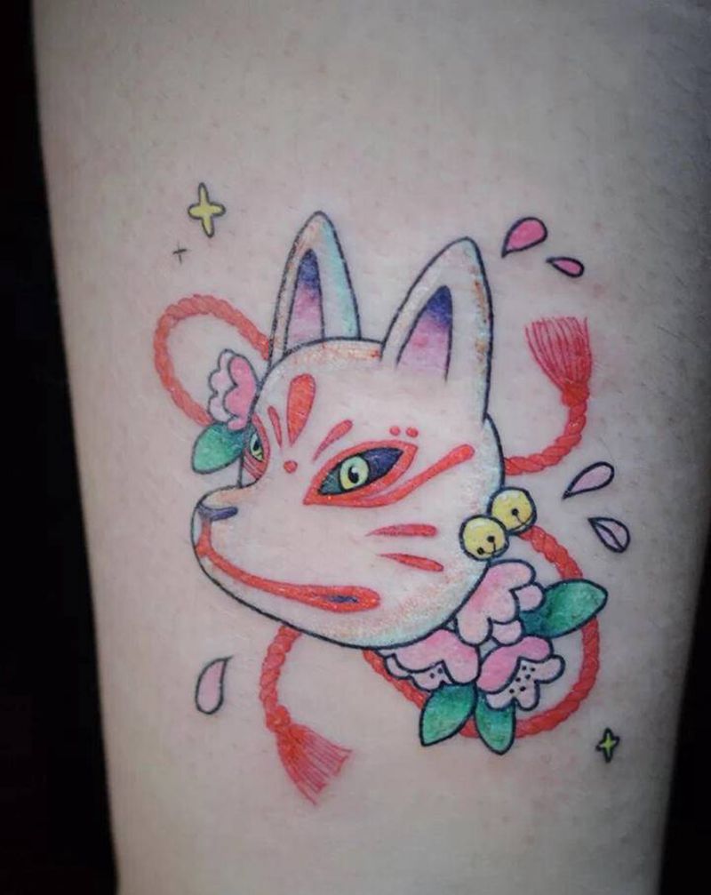 面具纹身图片_手臂纹身图案