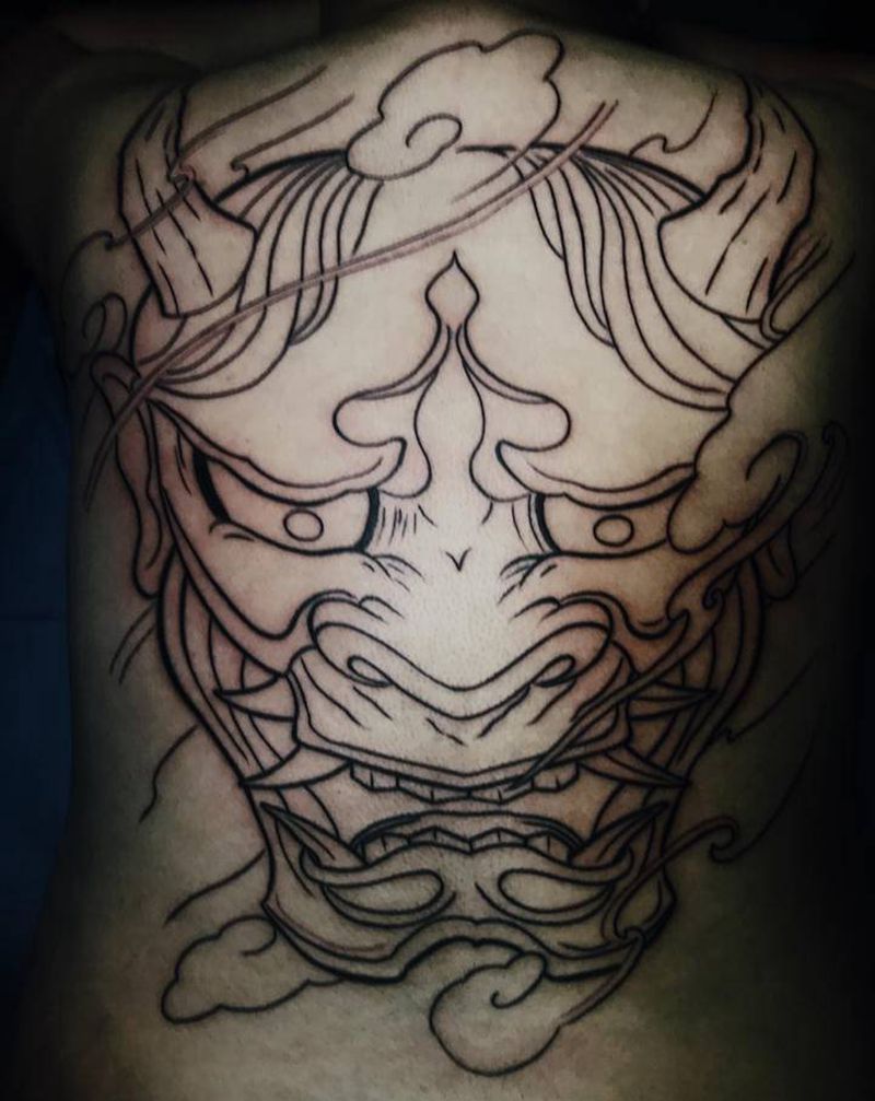 满背般若纹身图片_背部新传统纹身图案