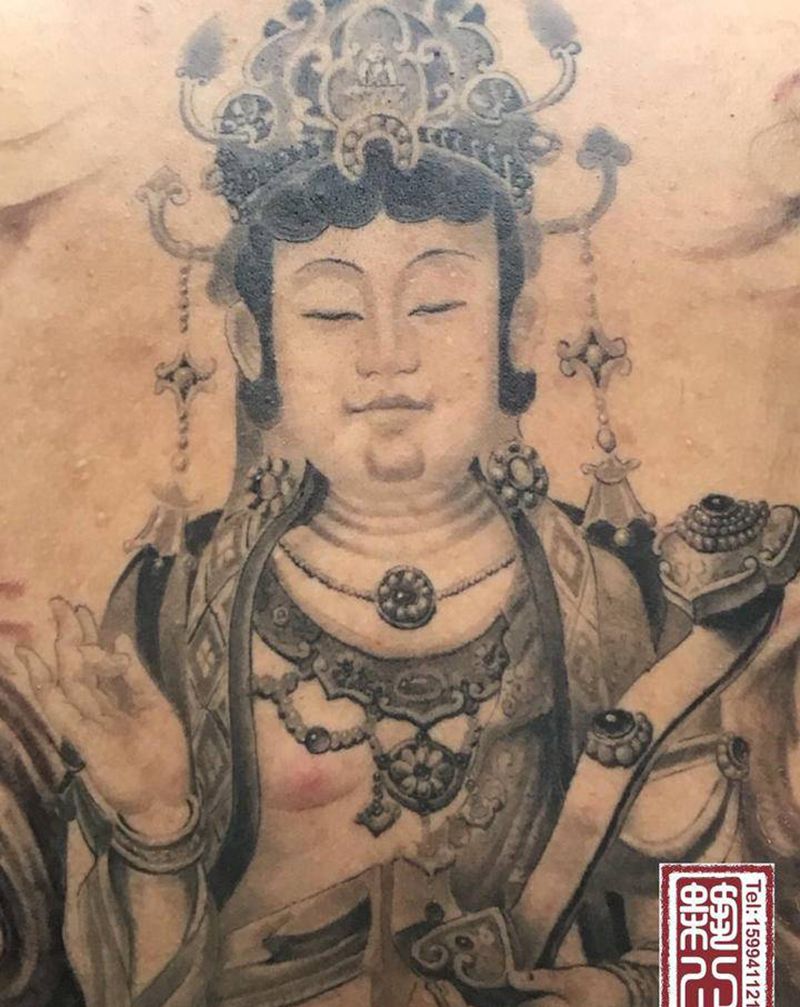 普贤菩萨纹身图片_背部新传统纹身图案