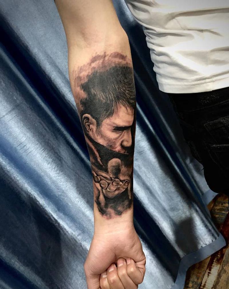 遮盖纹身图片_手臂欧美写实纹身图案