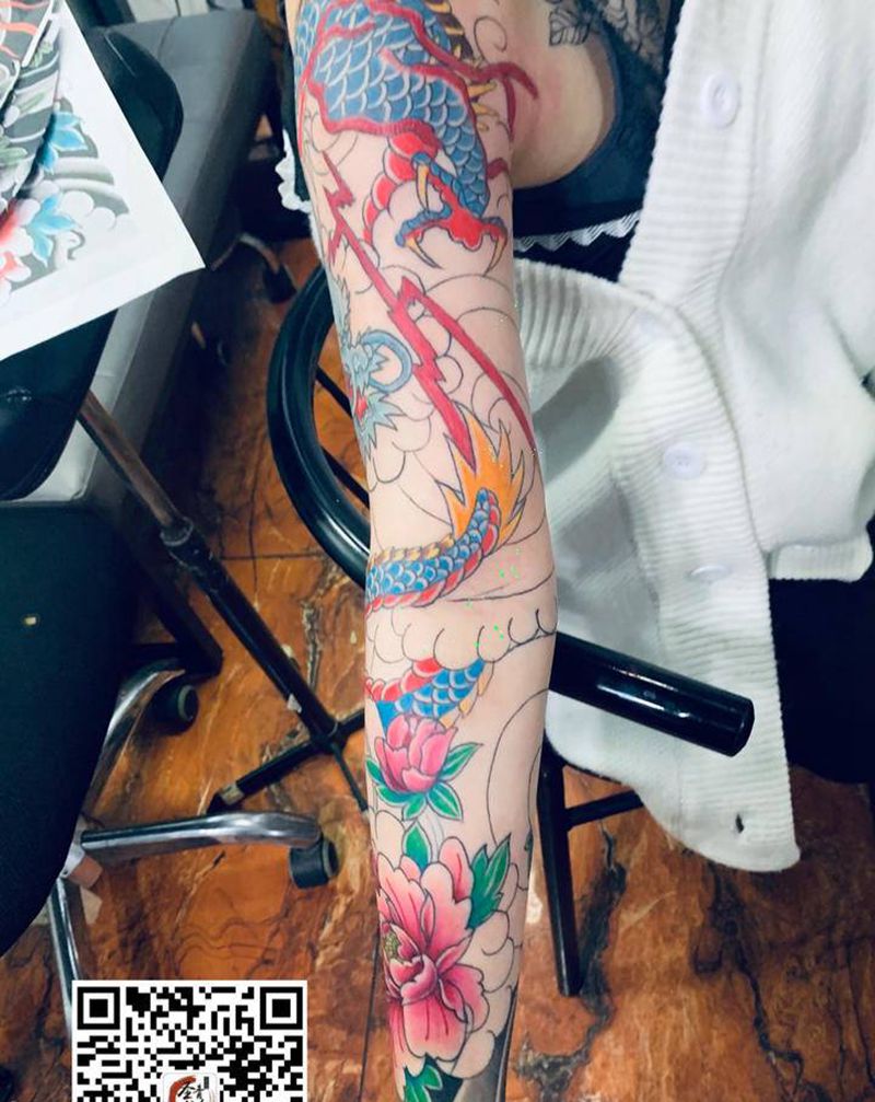 彩色花臂 喜欢的约纹身图片_手臂纹身图案