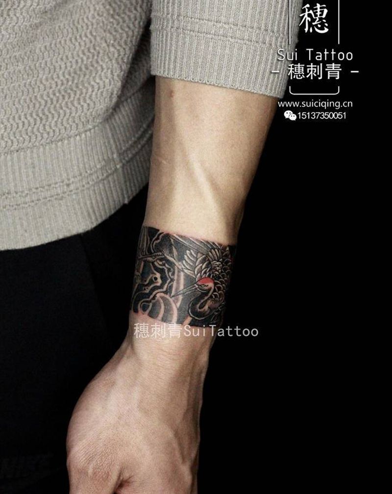 日式手环纹身图片_手臂老传统纹身图案
