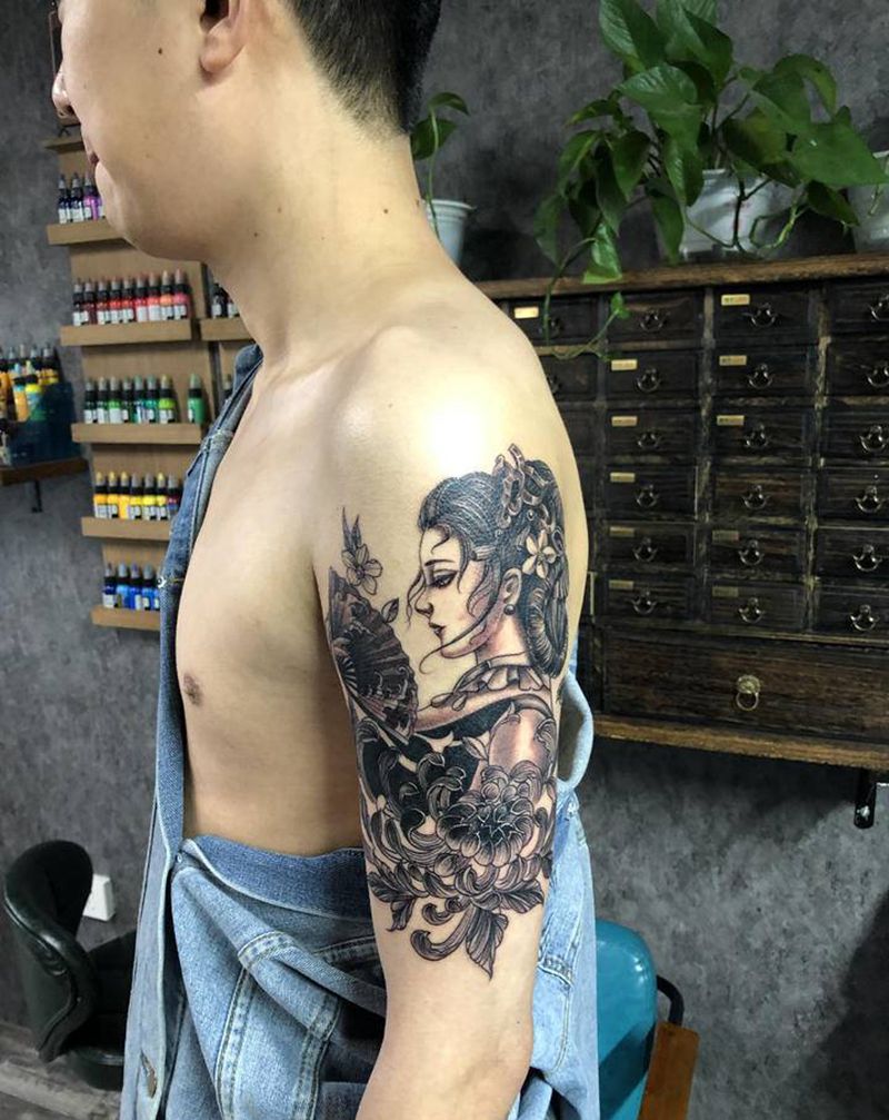 遮盖纹身图片_手臂点刺纹身图案