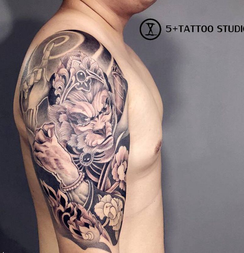 臭猴子纹身图片_手臂新传统纹身图案