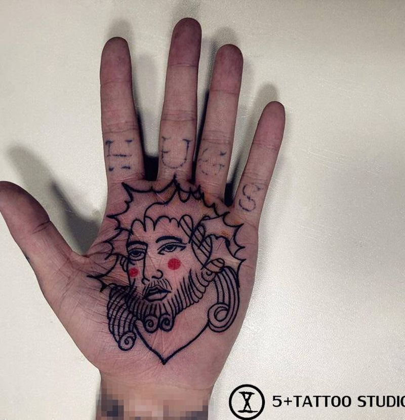 阿门纹身图片_手部Old School纹身图案